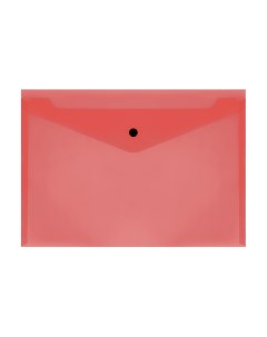 Папка конверт на кнопке А4 150мкм пластик прозрачная красная 10шт Стамм