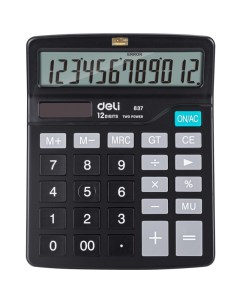 Калькулятор настольн КОМПАКТ E837 12р дв питание 148x120мм черный Deli