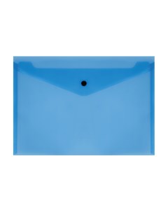 Папка конверт на кнопке А4 150мкм пластик прозрачная синяя 10шт Стамм