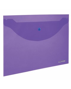 Папка конверт с кнопкой А4 до 100 листов прозрачная фиолетовая 0 18 мм Юнландия