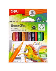 Карандаши цветные 12цв 3 гран Enovation mini пластик EC114 12 3шт Deli