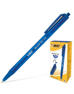 Ручка шариковая автоматическая Round Stic Clic СИНЯЯ корпус тонированный сини Bic