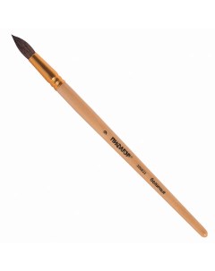 Кисть БЕЛКА круглая 9 деревянная лакированная ручка с колпачко Пифагор