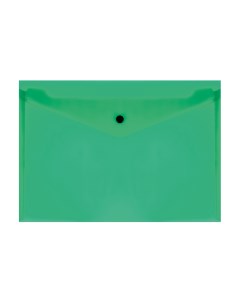 Папка конверт на кнопке А4 150мкм пластик прозрачная зеленая 10шт Стамм