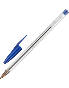 Ручка шариковая эконом цвет чернил синий 1 мм прозрачный корпус 45шт Attache