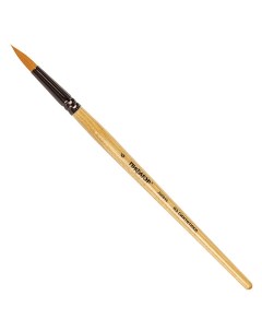Кисть СИНТЕТИКА круглая 6 деревянная лакированная ручка с колпачко Пифагор