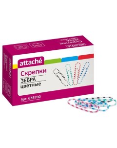 Скрепки Зебра полимер 28 мм 100 шт в карт уп 4шт Attache