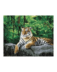 Алмазная мозаика Тигр в джунглях 40 50см холст картонная коробка с пластико Три совы