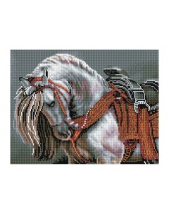 Алмазная мозаика Богатырский конь 30 40см холст на деревянном подрамнике Три совы