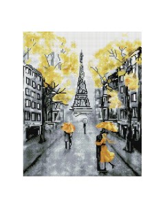Алмазная мозаика Желтый Париж 40 50см холст с пластиковой ручкой Три совы