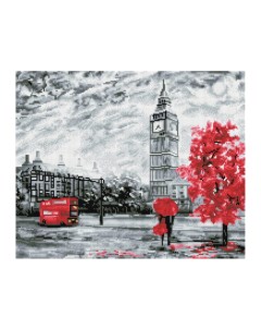 Алмазная мозаика Красный Лондон 40 50см холст картонная коробка с пластико Три совы