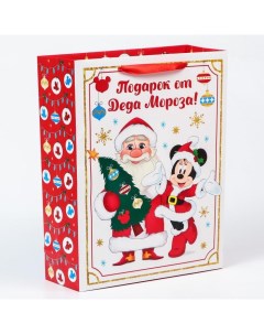 Подарочный пакет ламинированный вертикальный Подарок от Деда Мороза 31х40х11 5 Disney