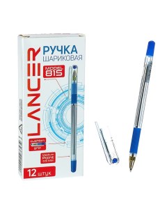 Ручка шариковая 0 5 мм стержень синий корпус прозрачный с резиновым держателем 12 шт Nobrand
