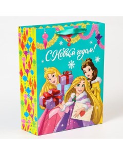 Подарочный пакет ламинированный вертикальный С новым годом Принцессы 31х40х11 5 Disney