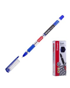 Ручка шариковая Luxor 1597 Spark пишущ узел 0 7 мм грип синяя 12 шт Nobrand