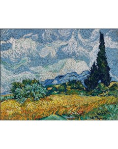 Набор для вышивания Живая картина MET JK 2265 Пшеничное поле с кипарисами Panna