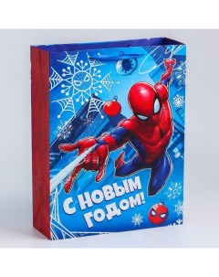 Пакет подарочный вертикальный С Новым годом 31х40х11 см Человек паук Marvel