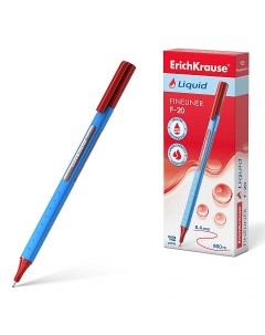 Ручка капиллярная Liquid F 20 цвет чернил красный Erich krause