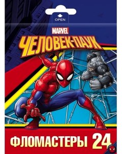 Фломастеры 24 цвета VK Marvel Человек паук В картонной коробке с европодвесом Hatber