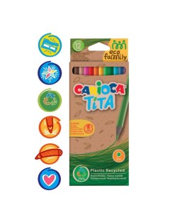 Карандаши 12 цветов Tita EcoFamily пластиковые заточенные картон с заб Carioca
