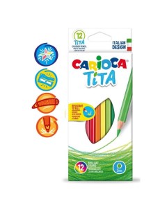 Карандаши 12 цветов Tita яркий ударопрочный грифель 3 0 мм шестигранные Carioca