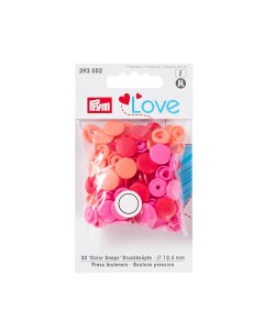 Кнопки Love Color Snaps красный розовый 12мм 30шт 393002 Prym