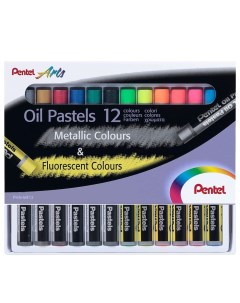 Пастель масляная Arts Oil Pastels металлик и флуоресцентные цвета 12 мелков Pentel
