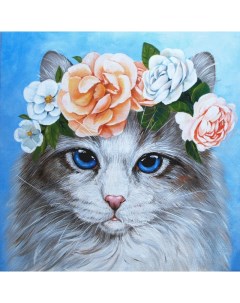 Алмазная мозаика Голубоглазый кот в цвх полная выкладка 38х38 см квадратные стразы Гранни