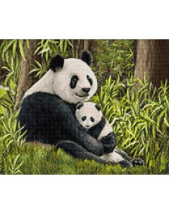 Алмазная мозаика Мама панда полная выкладка 40х50 см квадратные стразы Гранни
