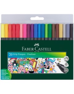 Набор капиллярных ручек Grip Finepen 20 цветов 0 4мм Трехгранные Faber-castell