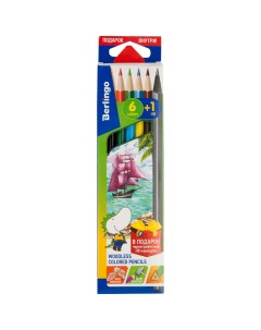 Карандаши пластиковые Корабли 6 цветов 1 чернографитный карандаш HB Berlingo