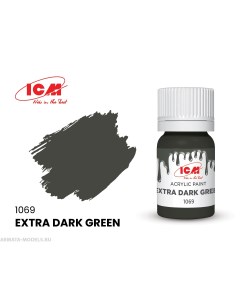 C1069 Краска для творчества 12 мл цвет Экстра темно зеленыйExtra Dark Green Icm-color