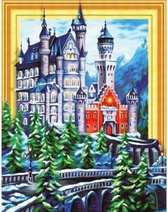 Алмазная мозаика Замок в горах холст на подрамнике 40х50 см 7DAR107 Paintboy