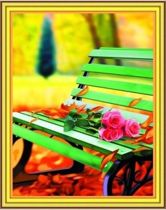Алмазная мозаика Розы на скамье круглые стразы на подрамнике 40x50 см HWA2336 Paintboy