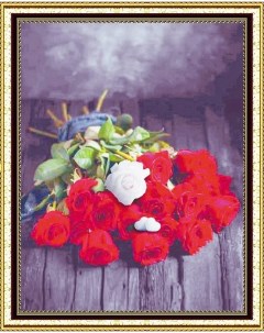 Алмазная мозаика Букет красных роз на подрамнике 40x50 см HWA3261 Paintboy