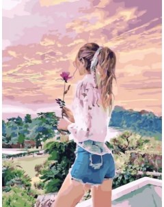 Картина по номерам Девушка с розой холст на подрамнике 40х50 см GX42117 Paintboy