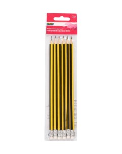 Набор чернографитных карандашей НВ с ластиком 6 шт Лента