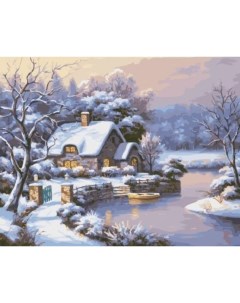 Картина по номерам Зимний домик холст на подрамнике 40х50 см GX4830 Paintboy
