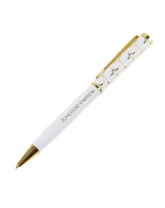 Шариковая ручка металлическая в тубусе Золотому учителю синяя паста 1 0 мм Artfox
