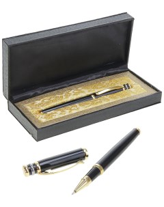Ручка капиллярная подарочная в кожзам футляре Профи чёрная с золотом Calligrata