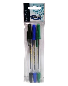 Набор ручек шариковых Pioneer синие черные зеленые 0 7 мм 3 шт Centrum