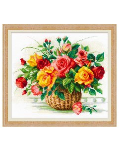 Набор для вышивания Корзина с розами Риолис