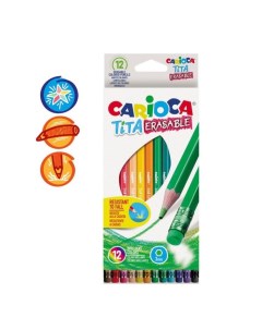 Карандаши 12 цветов Tita Erasable стираемые яркий грифель 3 0 мм шест Carioca