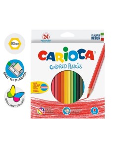 Карандаши 24 цвета шестигранные деревянные грифель 3 мм картонная упак Carioca