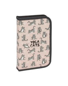 Пенал 1 отделение 190 115 Yoga Cats ламинированный картон софт тач Artspace