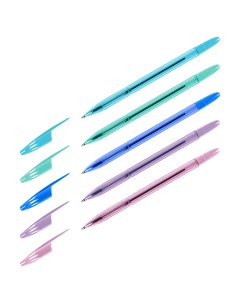 Ручка шариковая 555 синяя 0 7мм пастель микс 50шт Стамм
