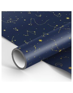 Упаковочная бумага глянц 70 100см Golden constellations 90г м2 Meshu