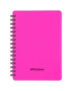 Записная книжка А6 60л на гребне Neon розовая пластиковая обложка 3шт Officespace