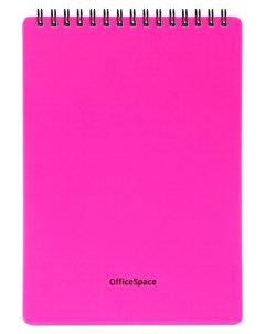 Блокнот А5 60л на гребне OfficeSpace Neon розовая пластиковая обложка Спейс