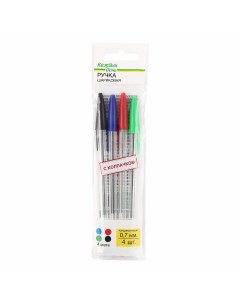 Набор ручек шариковых цветных пишущий узел 0 7 мм 4 шт Каждый день